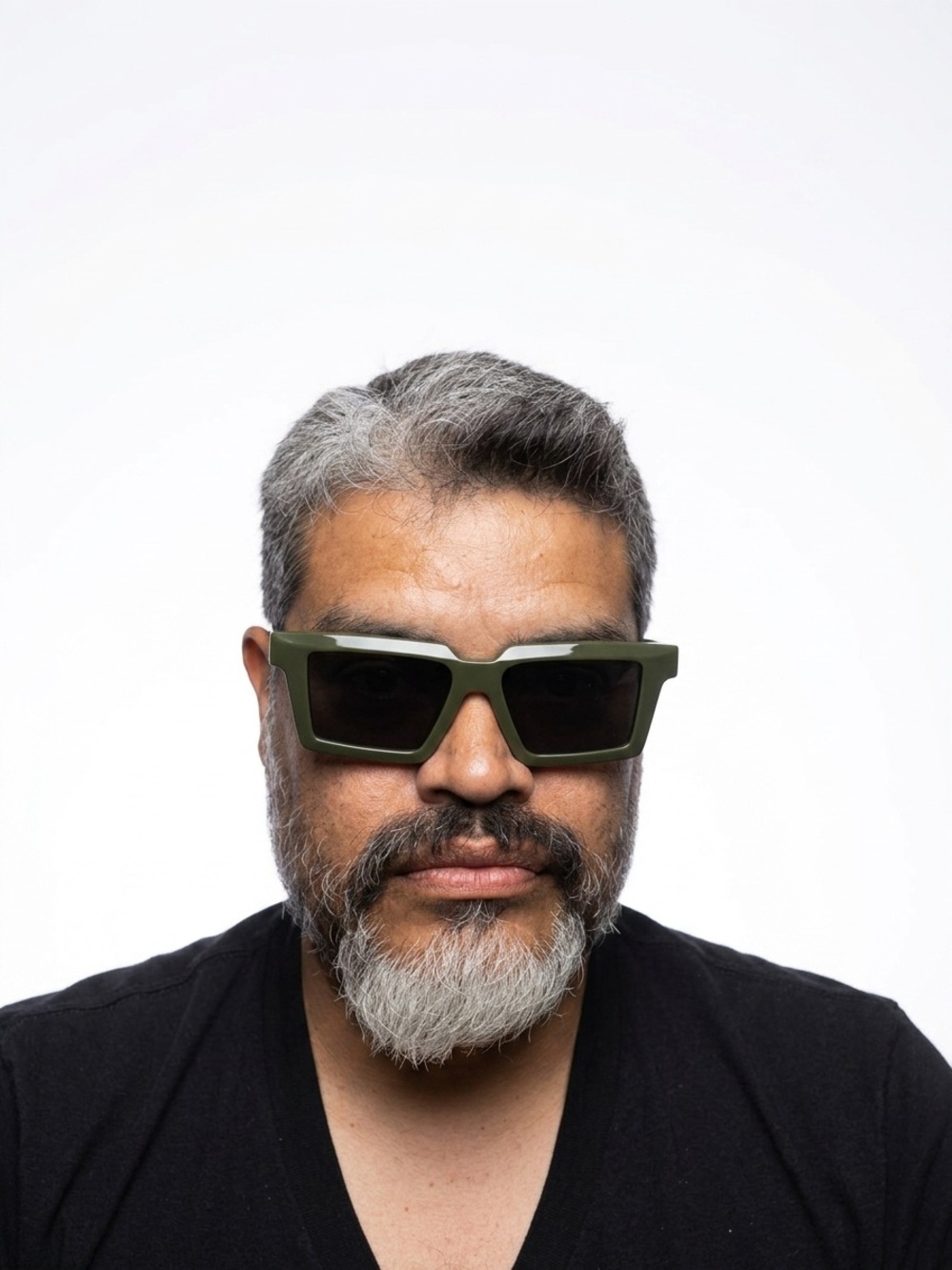 Off-White Rectangular Windsor Sunglasses in Olive Green